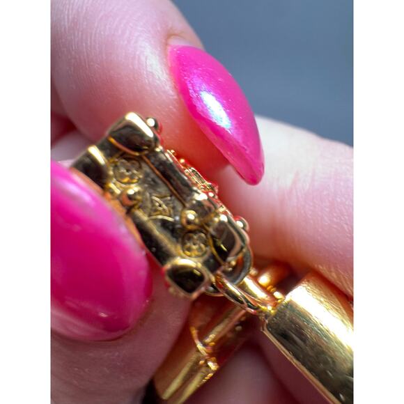 Louis Vuitton Petite Malle Trunk Bracelet Gold & Monogram w/Certificate of Auth - Picture 10 of 16